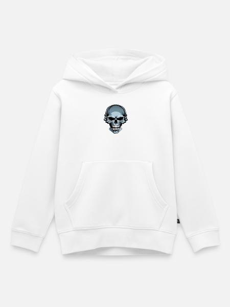 Schädel mit Kopfhörern Illustration - Kinder Premium Organic Hoodie - Weiß