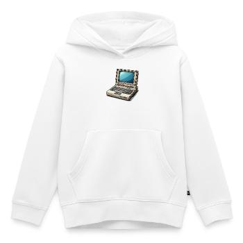 Ordinateur portable rétro Style Illustration - Sweat Premium à capuche enfant bio - blanc - Devant - AI Model Kid Female (0cm)