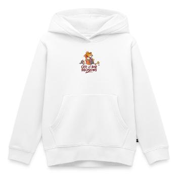 PDG de Cat : PDG de Bad Decisions - Sweat Premium à capuche enfant bio - blanc - Devant - AI Model Kid Female (0cm)