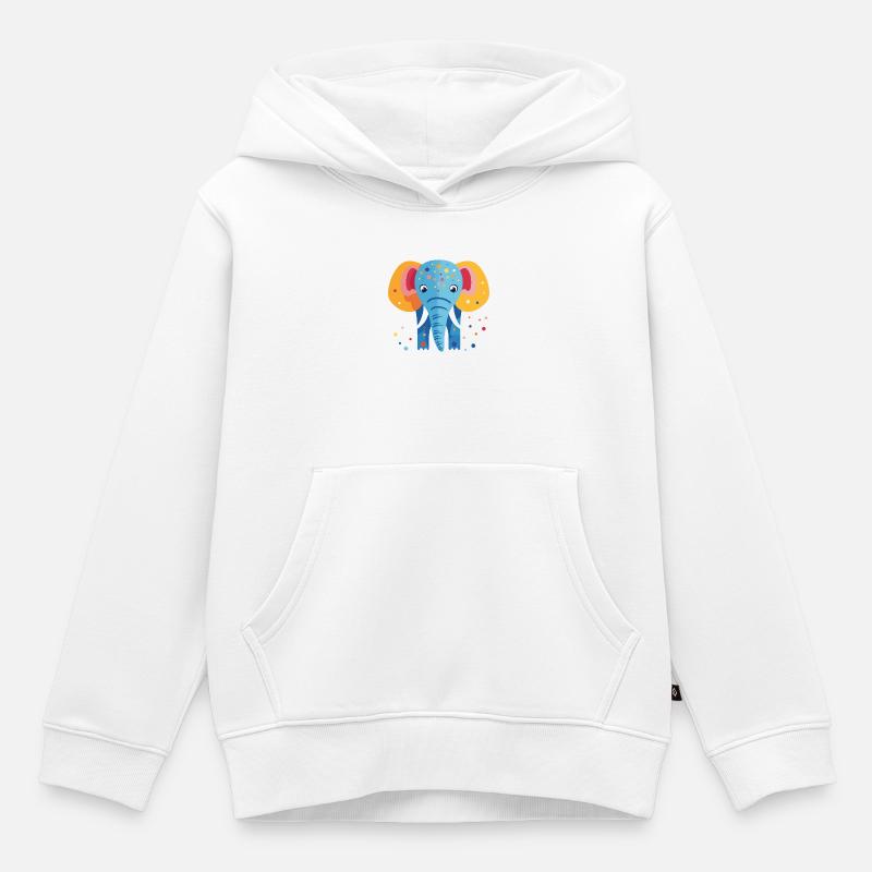 Bunter Elefantenkonfetti - Kinder Premium Organic Hoodie - Weiß