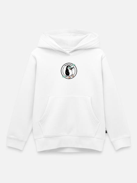 Schwarzer Pinguin in Mint-Brille 2026 - Kinder Premium Organic Hoodie - Weiß