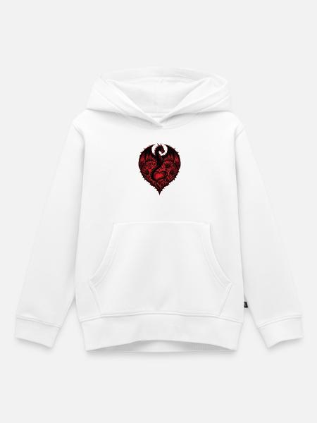Herz Romantischer Drachenliebhaber Rosen Liebe - Kinder Premium Organic Hoodie - Weiß