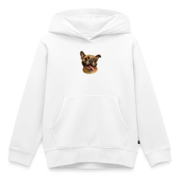 Tête de chien joyeuse avec langue - Sweat Premium à capuche enfant bio - blanc - Devant - AI Model Kid Female (0cm)