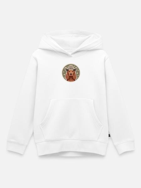 Cocker Spaniel Cowboy - Sweat Premium à capuche enfant bio - blanc