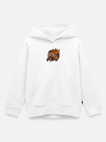 Flammentiger: Brennende Jagd - Kinder Premium Organic Hoodie - Weiß