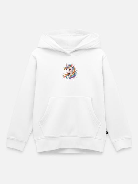 Regenbogen Einhorn - Cute Rainbow Unicorn - Kinder Premium Organic Hoodie - Weiß