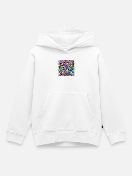 Bunte Quadrate - Kinder Premium Organic Hoodie - Weiß