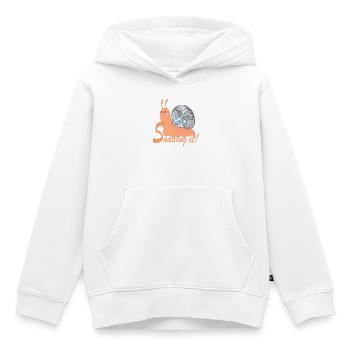 Escargot ! – Escargot coloré avec boule disco - Sweat Premium à capuche enfant bio - blanc - Devant - AI Model Kid Female (0cm)