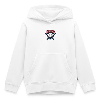Emblème de baseball avec balle - Sweat Premium à capuche enfant bio - blanc - Devant - AI Model Kid Female (0cm)