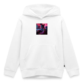 Cyber Neon Producteur en studio - Sweat Premium à capuche enfant bio - blanc - Devant - AI Model Kid Female (0cm)