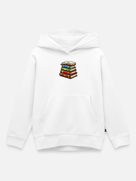 Bücherstapel Buch - Kinder Premium Organic Hoodie - Weiß