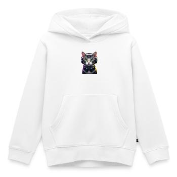 KatzenDJ Neon Kopfhörer Music lover cat - Kinder Premium Organic Hoodie - Weiß - Vorne - AI Model Kid Female (0cm)
