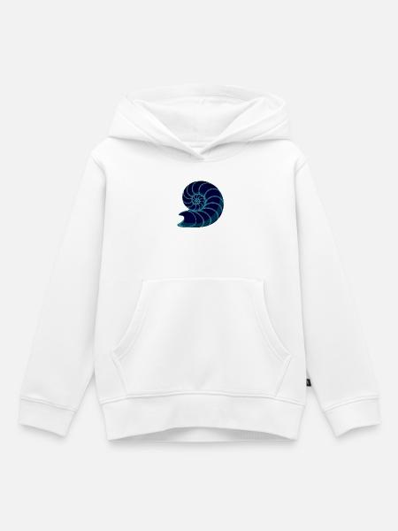 Neon Blaue ammonit Spirale - Kinder Premium Organic Hoodie - Weiß