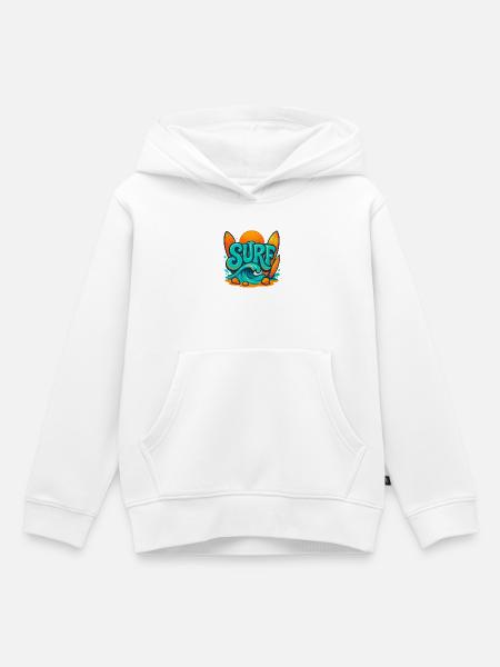 Sunset Surf Wortkunst - Kinder Premium Organic Hoodie - Weiß