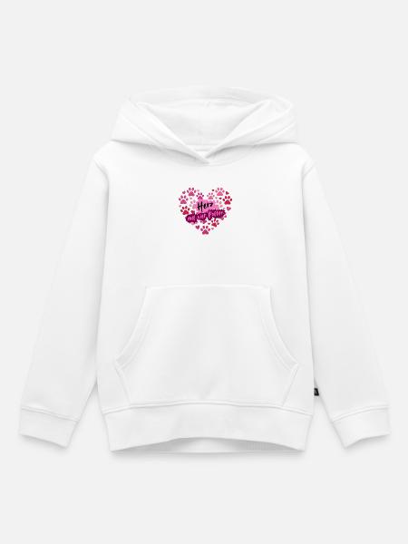 Cœur sur quatre pattes - Sweat Premium à capuche enfant bio - blanc