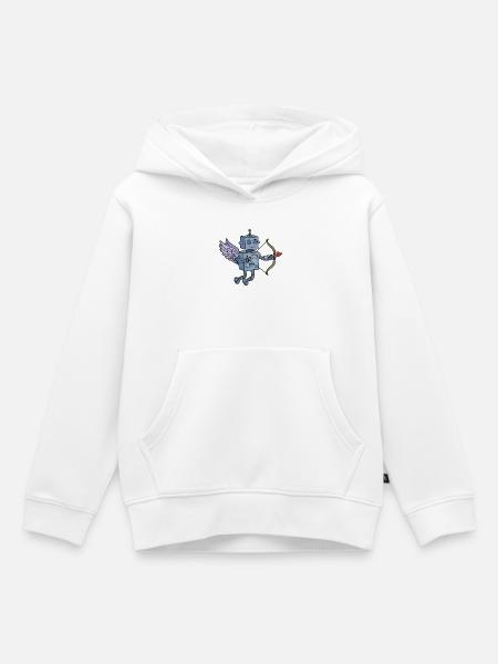 Niedlicher Steampunk-Roboter-Amor mit Herzpfeil - Kinder Premium Organic Hoodie - Weiß