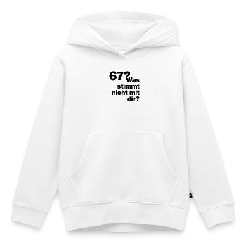  67?? SIX SEVEN! WAS STIMMT NICHT MIT DIR?! GEIL - Kinder Premium Organic Hoodie - Weiß - Vorne - AI Model Kid Female (0cm)