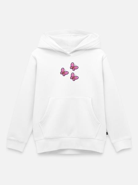 PinkButterfly Muster - Kinder Premium Organic Hoodie - Weiß
