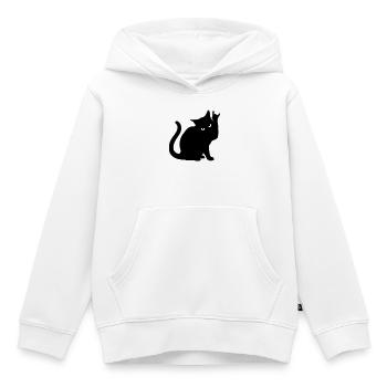 Schwarze Katze – Devil Horns Silhouette - Kinder Premium Organic Hoodie - Weiß - Vorne - AI Model Kid Female (0cm)