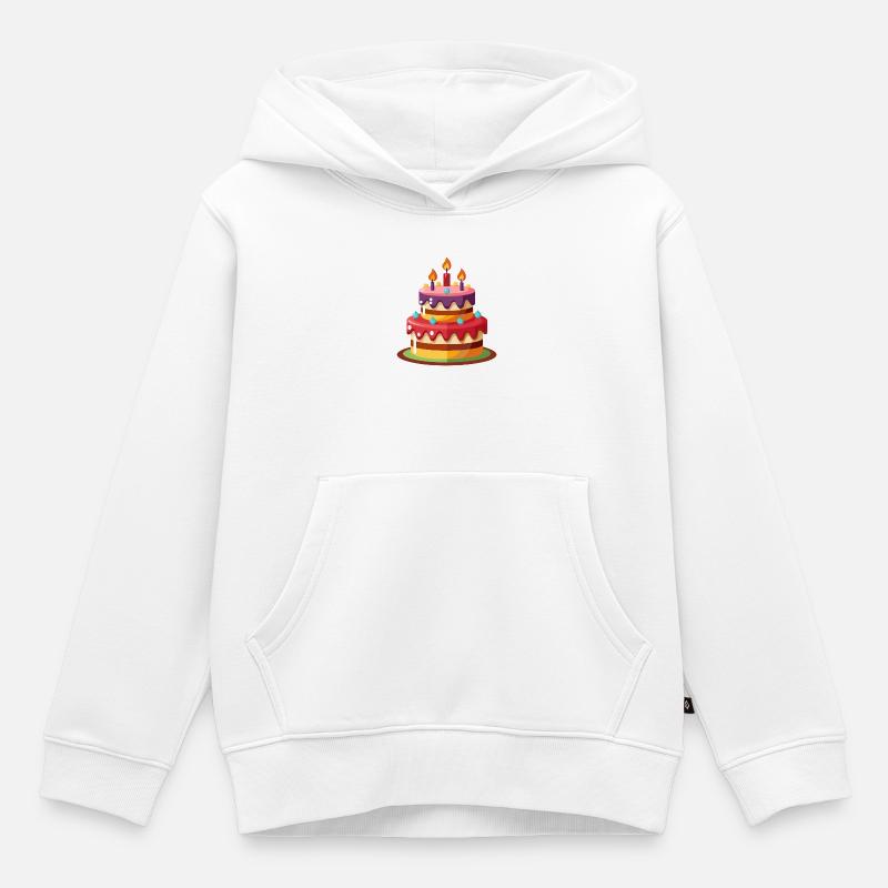 Gâteau d'anniversaire - Sweat Premium à capuche enfant bio - blanc