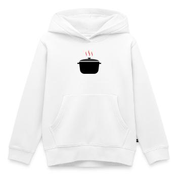 Cuisson à la vapeur dans une casserole - Sweat Premium à capuche enfant bio - blanc - Devant - AI Model Kid Female (0cm)
