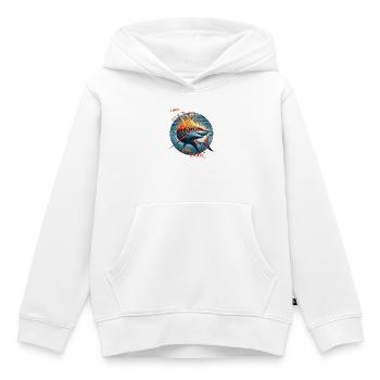 Tigre de Feu 1986 – Le Requin Tigre Brûlant - Sweat Premium à capuche enfant bio - blanc - Devant - AI Model Kid Female (0cm)