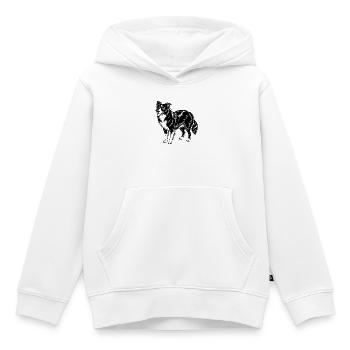 Border Collie - Sweat Premium à capuche enfant bio - blanc - Devant - AI Model Kid Female (0cm)