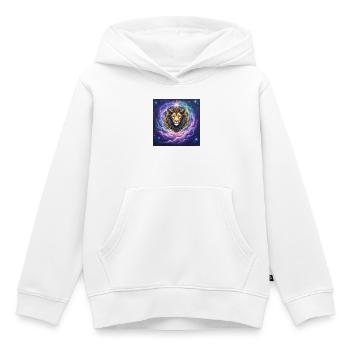 Himmlischer Löwe mit goldener Krone - Kinder Premium Organic Hoodie - Weiß - Vorne - AI Model Kid Female (0cm)