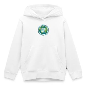 Emblème du Jour de la Terre : Réduire Réutiliser Recycler - Sweat Premium à capuche enfant bio - blanc - Devant - AI Model Kid Female (0cm)