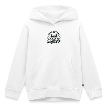 Anti-Social Butterfly - Kids Premium Organic Hoodie - white - Front - AI Model Kid Female (0cm)