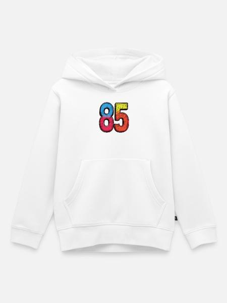 85 Zahl Bunt - Kinder Premium Organic Hoodie - Weiß