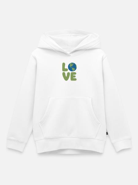 Earth Love Globe Logo - Kinder Premium Organic Hoodie - Weiß