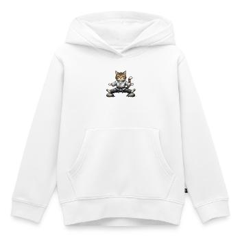 Karate-Aikido-Katze im Kimono - Kinder Premium Organic Hoodie - Weiß - Vorne - AI Model Kid Female (0cm)