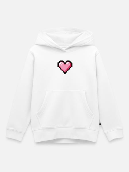 Retro 8-Bit-Pixelherz - Kinder Premium Organic Hoodie - Weiß