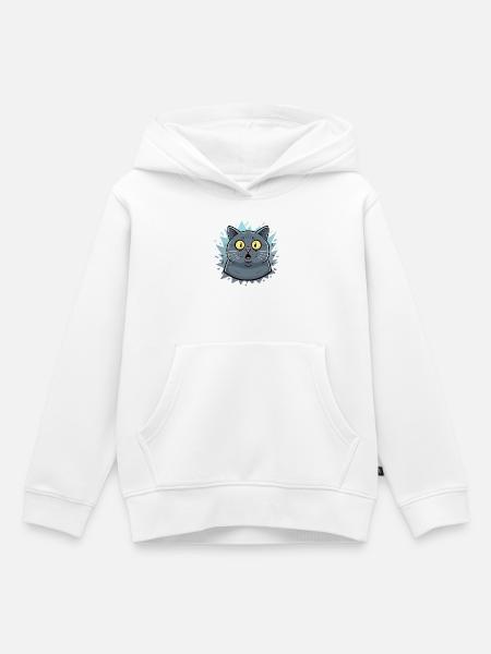 Überraschtes Katzenporträt mit Blitzen - Kinder Premium Organic Hoodie - Weiß