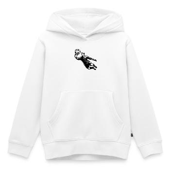 Fußballtorwart bei einer Glanzparade im Sprung - Kinder Premium Organic Hoodie - Weiß - Vorne - AI Model Kid Female (0cm)