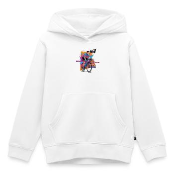 BAM ! 50e anniversaire Cycliste Pop Art - Sweat Premium à capuche enfant bio - blanc - Devant - AI Model Kid Female (0cm)