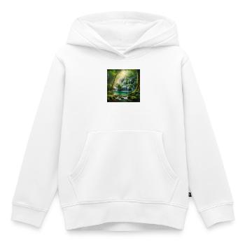 Cascade des rêves - Sweat Premium à capuche enfant bio - blanc - Devant - AI Model Kid Female (0cm)