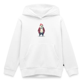 Castor en veste à carreaux rouges - Sweat Premium à capuche enfant bio - blanc - Devant - AI Model Kid Female (0cm)