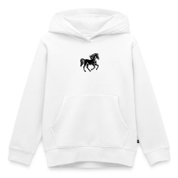 Cheval au galop - Sweat Premium à capuche enfant bio - blanc - Devant - AI Model Kid Female (0cm)