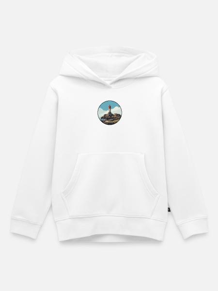 Bretonischer Leuchtturm am Meer - Kinder Premium Organic Hoodie - Weiß