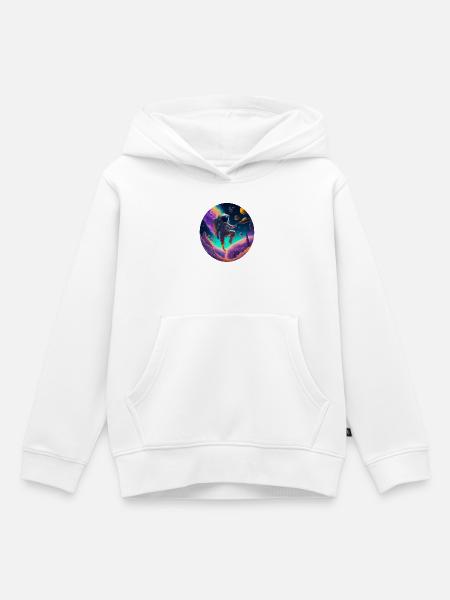 Astronaut im bunten Kosmos - Kinder Premium Organic Hoodie - Weiß