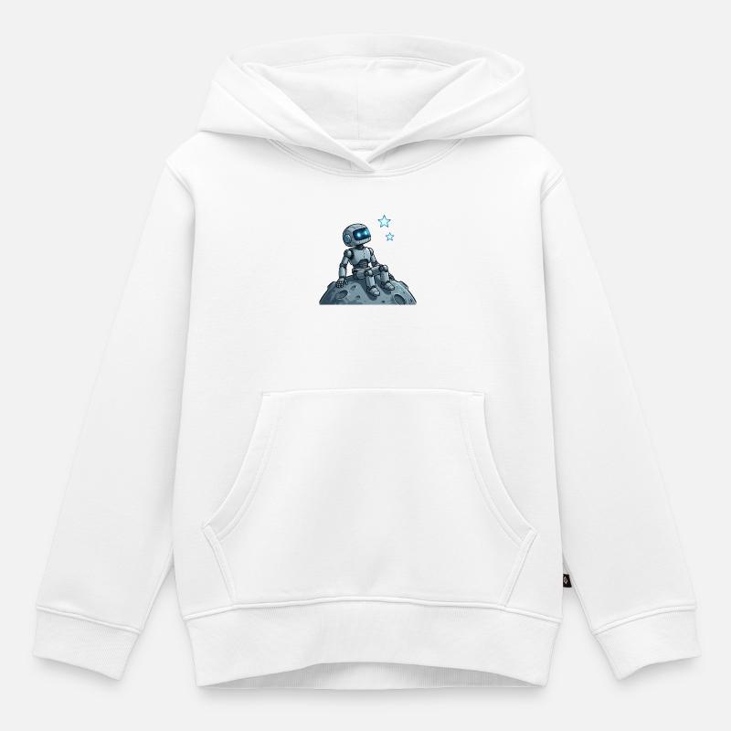 9 Le Robot Contemplatif - Sweat Premium à capuche enfant bio - blanc