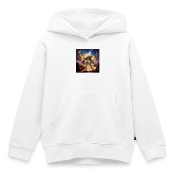 Reine Solaire dans le Désert Stellaire - Sweat Premium à capuche enfant bio - blanc - Devant - AI Model Kid Female (0cm)