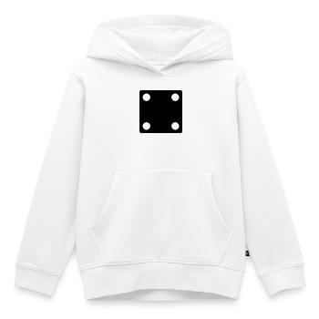 says - Kids Premium Organic Hoodie - white - Front - AI Model Kid Female (0cm)