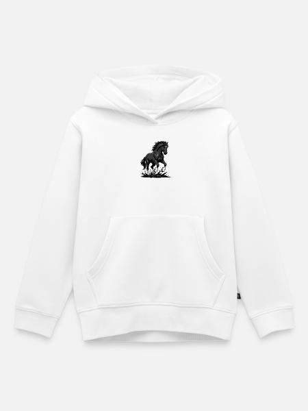 Black Horse Gallop Wildreithengst - Kinder Premium Organic Hoodie - Weiß