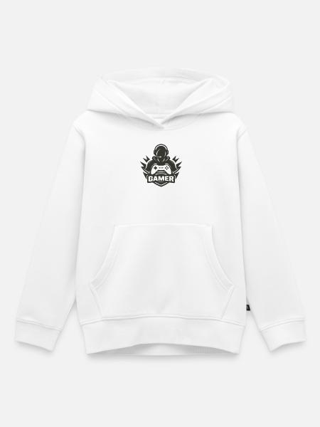 gamer logo - Kinder Premium Organic Hoodie - Weiß