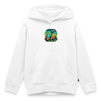 Neon Tropical T-Rex - Kids Premium Organic Hoodie - white - Front - AI Model Kid Female (0cm)