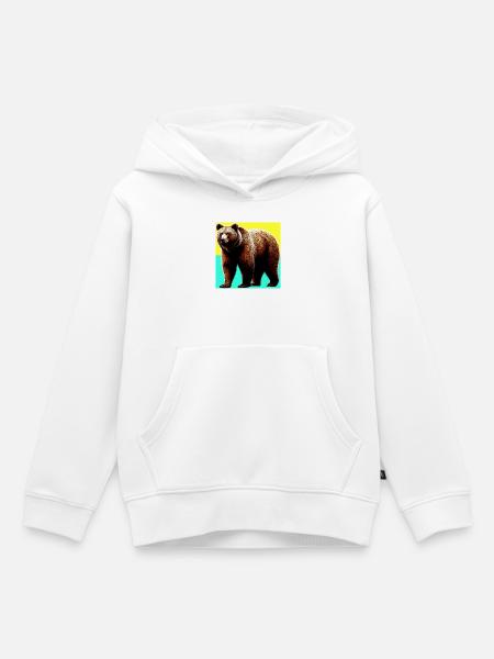 Bär - Kinder Premium Organic Hoodie - Weiß