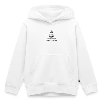 Reste calme Baisse tes attentes - Sweat Premium à capuche enfant bio - blanc - Devant - AI Model Kid Female (0cm)